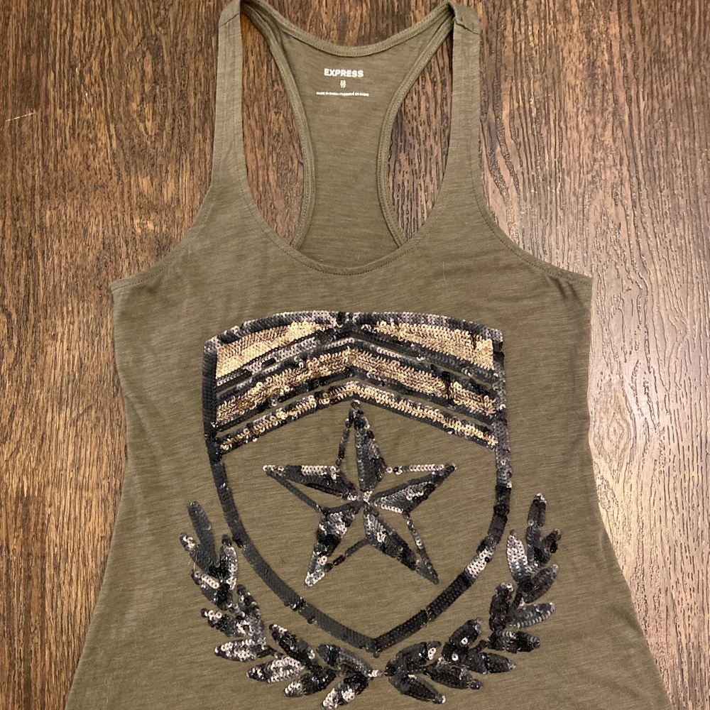 EXPRESS Army Green Razor Back Tank Top